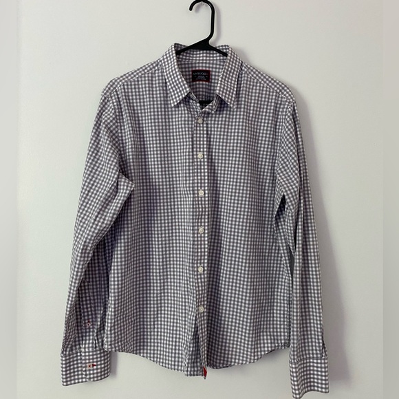 UNTUCKIT Grey/White Gingham Button Down Shirt - Picture 1 of 5
